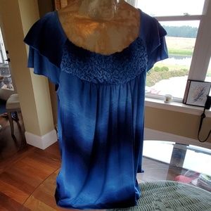 Blue Ombre cap sleeve women's top